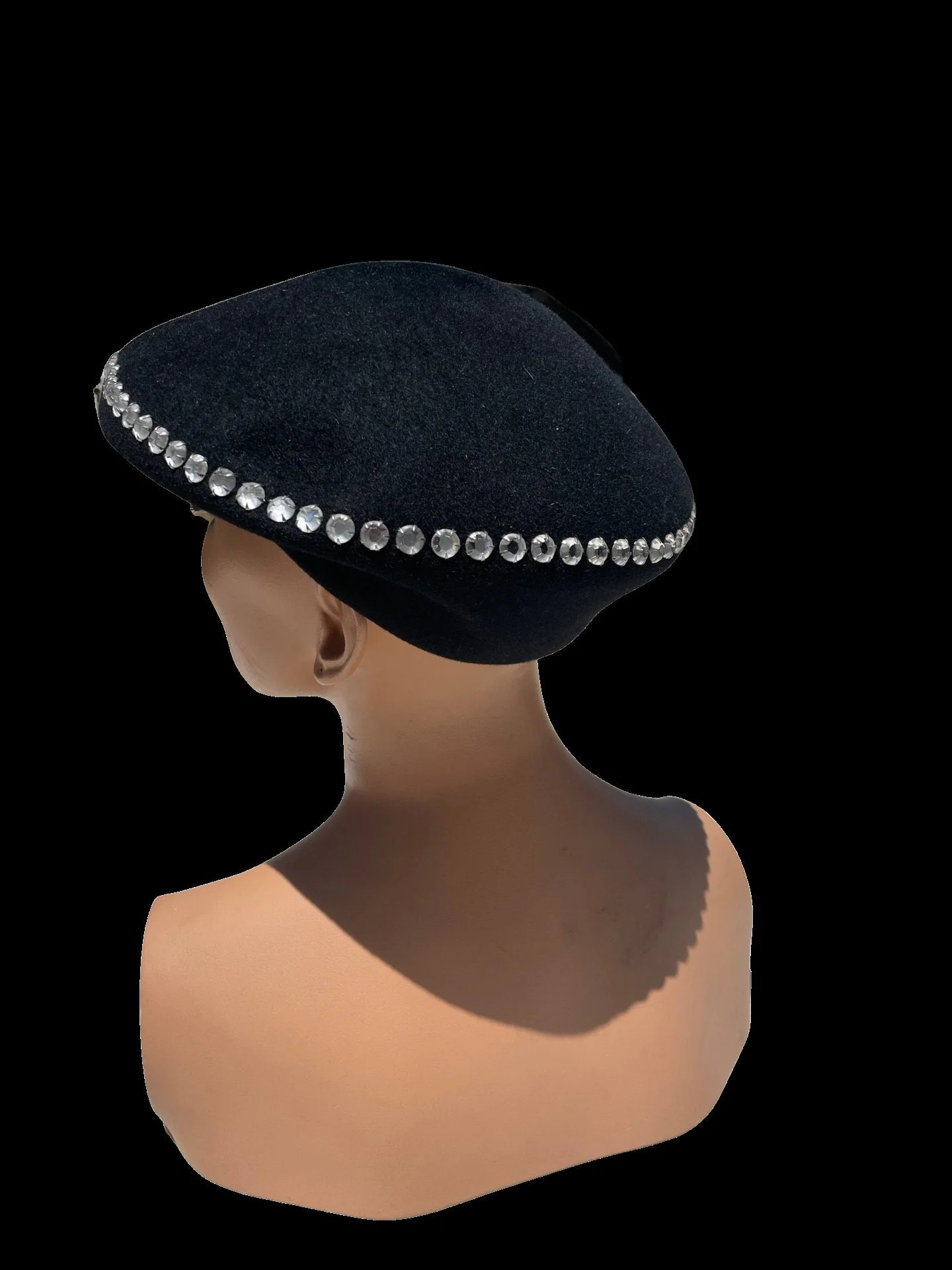 Vintage 80s Never Used Hat Rhinestones Studded Cap Beret Style by Frank Olive For Neiman Marcus - Image 3