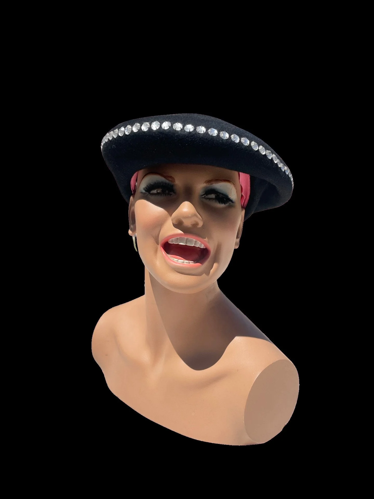 Vintage 80s Never Used Hat Rhinestones Studded Cap Beret Style by Frank Olive For Neiman Marcus - Image 5