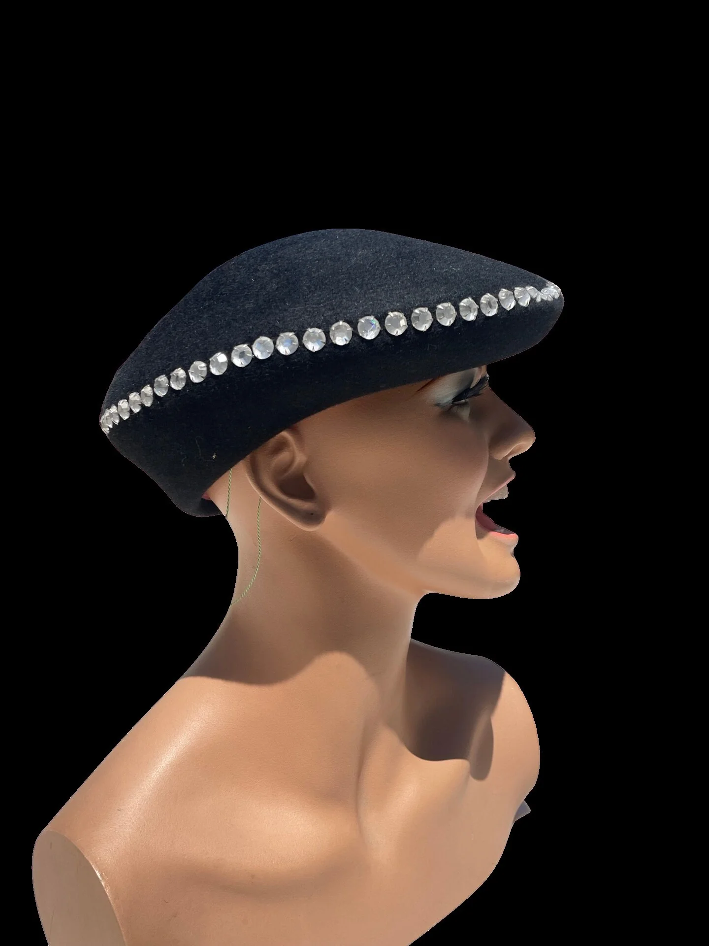 Vintage 80s Never Used Hat Rhinestones Studded Cap Beret Style by Frank Olive For Neiman Marcus - Image 7