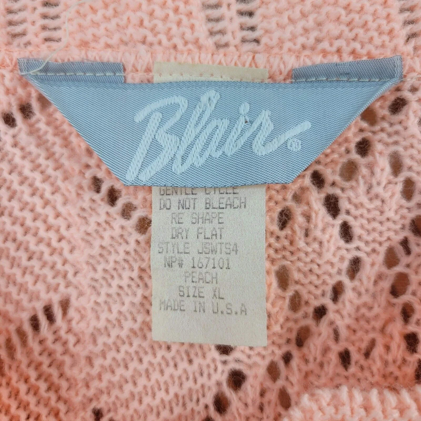 Vintage 80s New Size Xl Open Knit Crochet Pullover Sweater Pink Dead Stock by Blair - Image 6