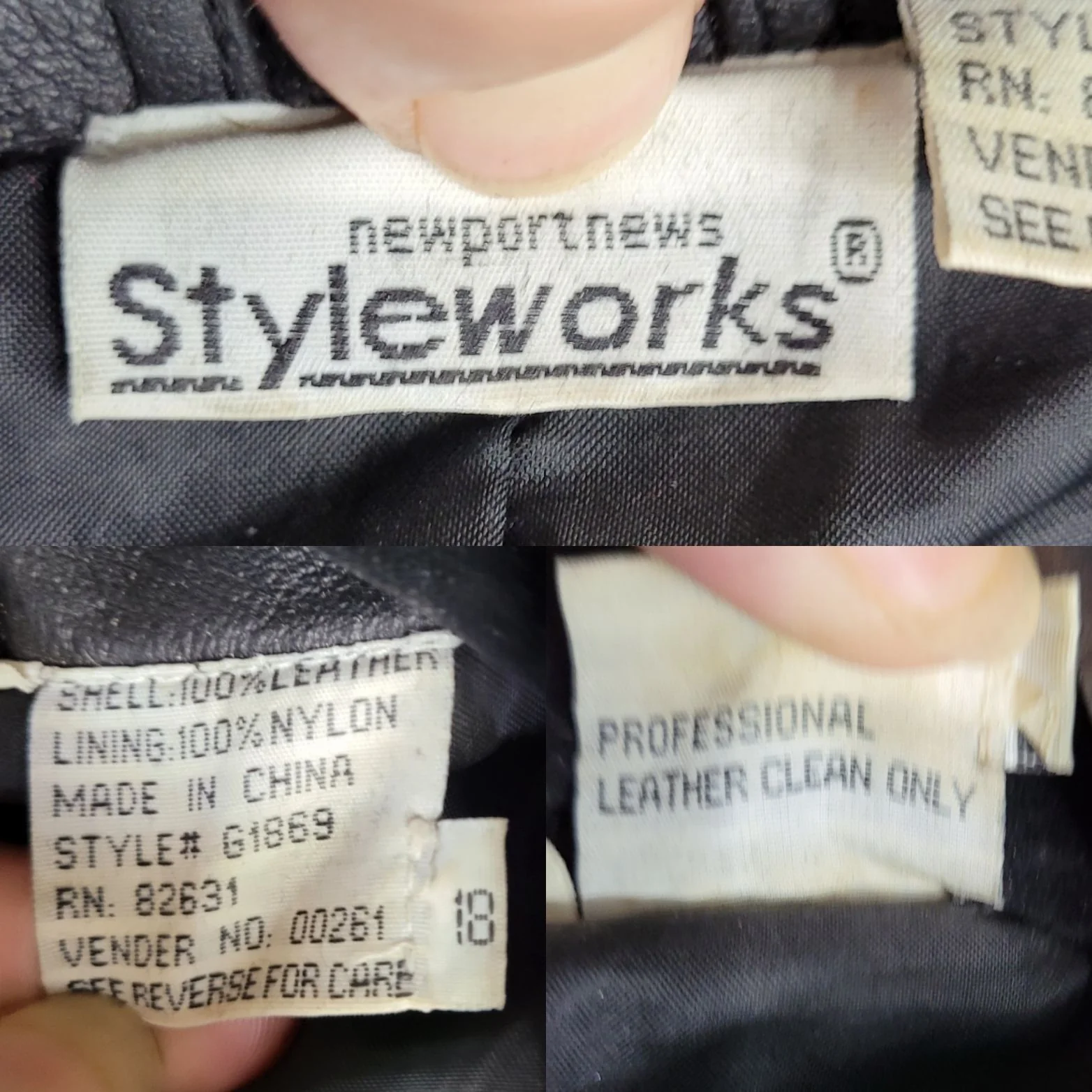 Vintage 80s Newport News Leather Coat Blazer Notched Collar Button Down Black 18 by Newport News - Image 3
