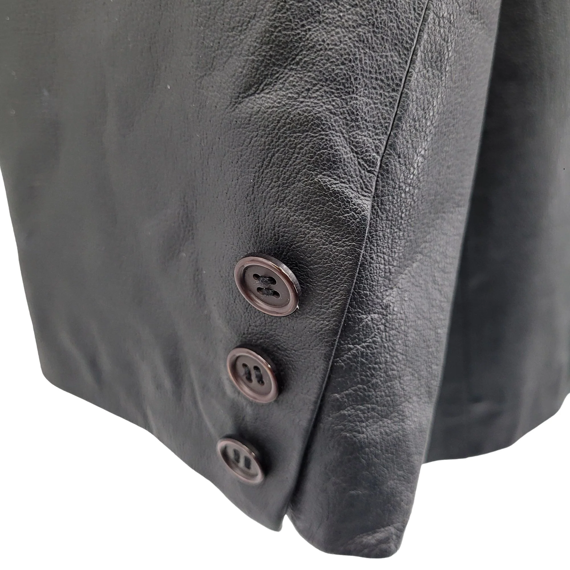 Vintage 80s Newport News Leather Coat Blazer Notched Collar Button Down Black 18 by Newport News - Image 9