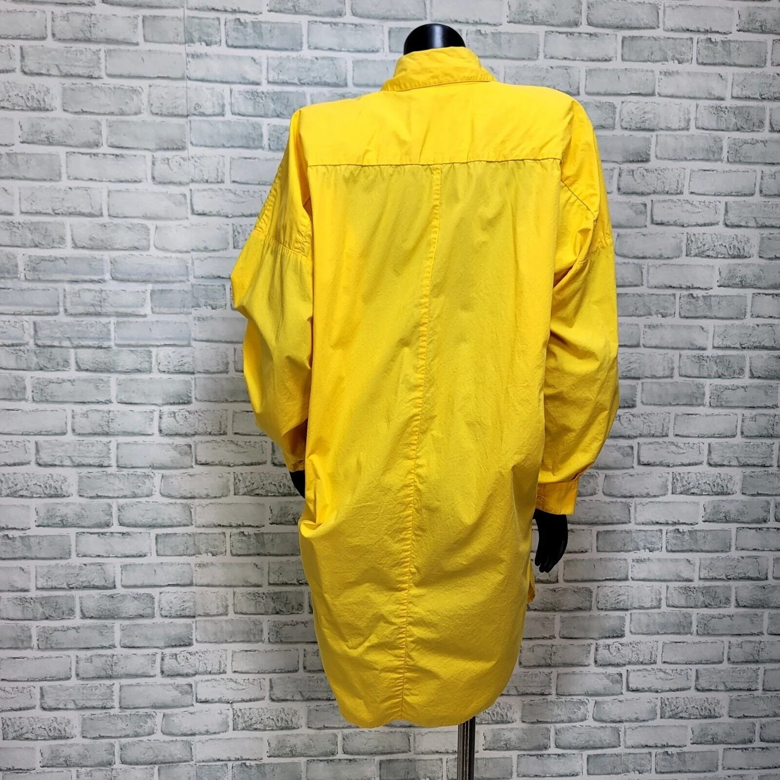80s Yellow Tunic Button Up Shirt Tail Dress By Norma Kamali - Image 2