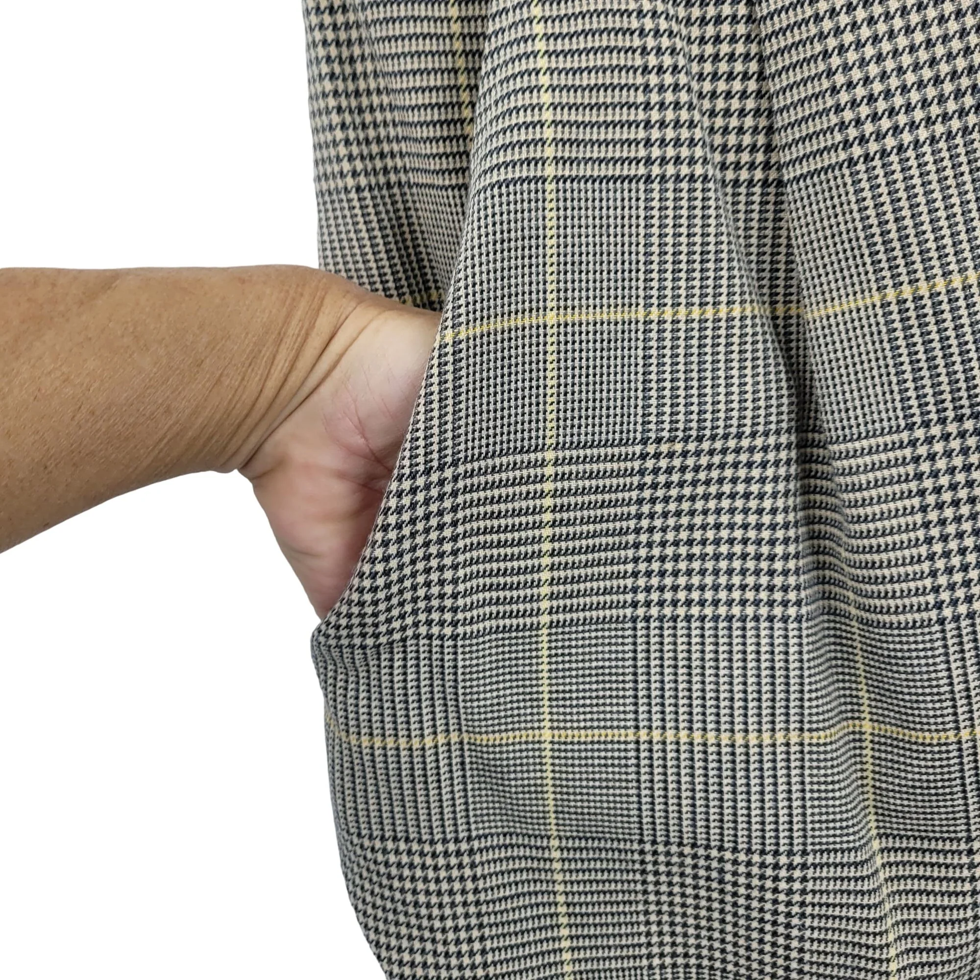 Vintage 80s Obr Skirt Tea Length Pencil Glen Plaid Yellow S Academia Clueless by OBR - Image 4