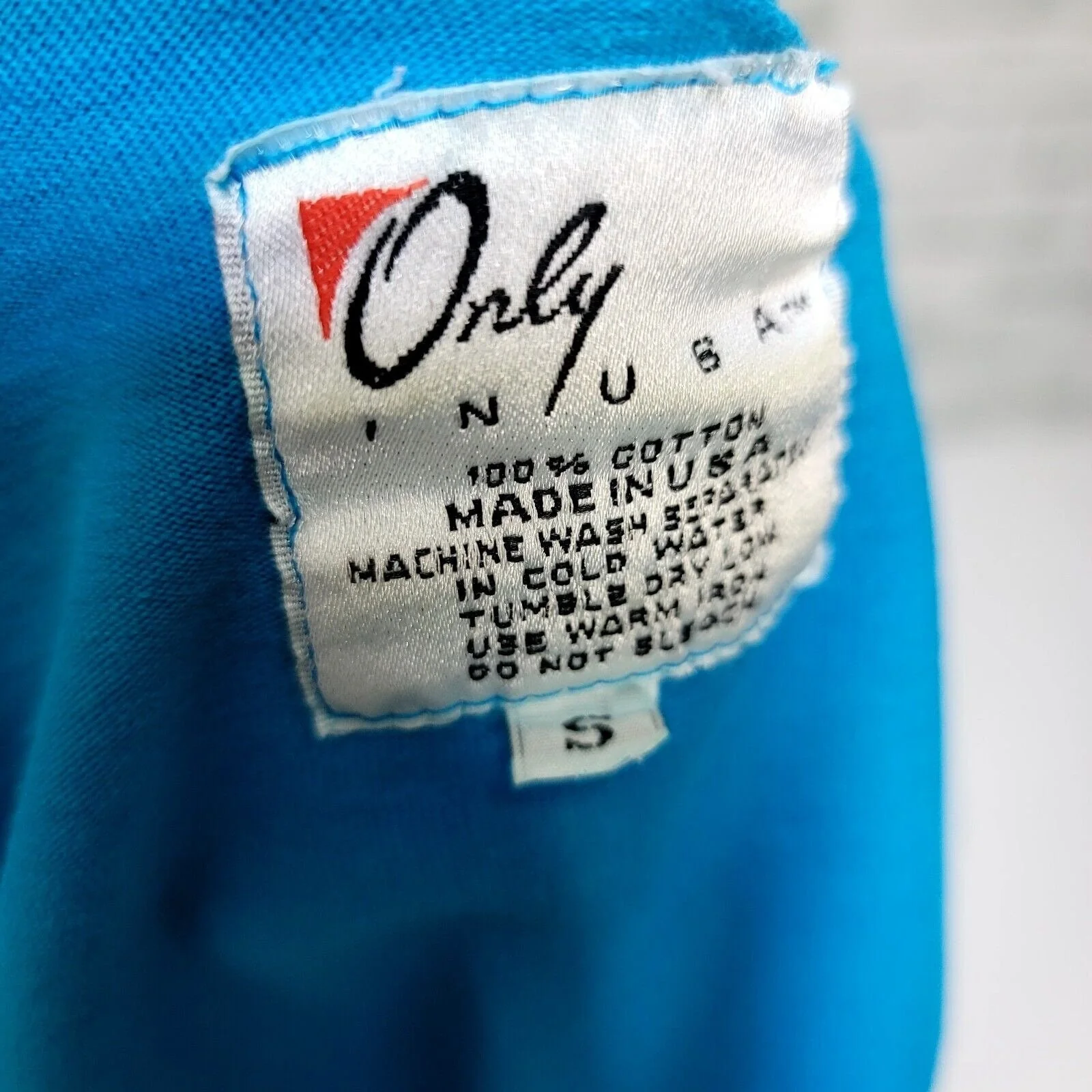 80s Blue Mock Neck Dolman Sleeve Crop Top Crossover By Only in USA - Image 6