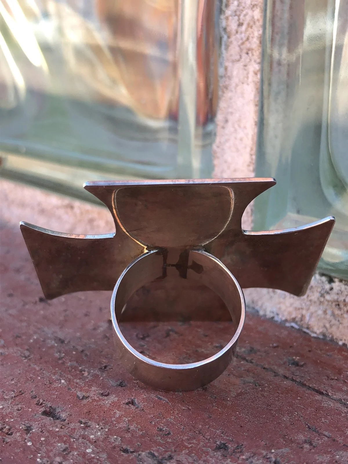 Vintage 80s Oversized Silver Cross Ring Unisex Sz 10 - Image 6