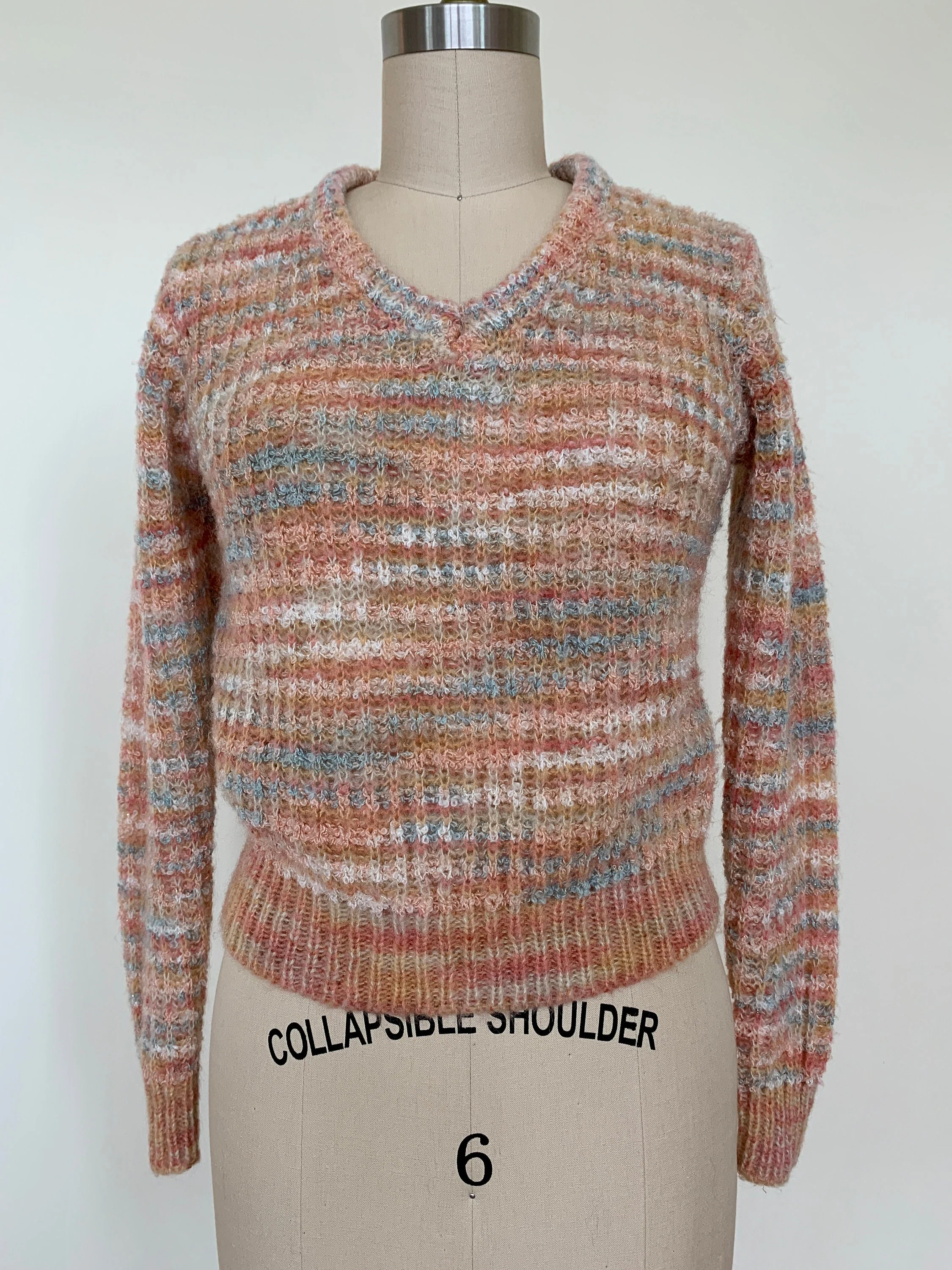 Vintage 80s Pastel Light Knit Sweater Sz S / M by Beewear - Image 3
