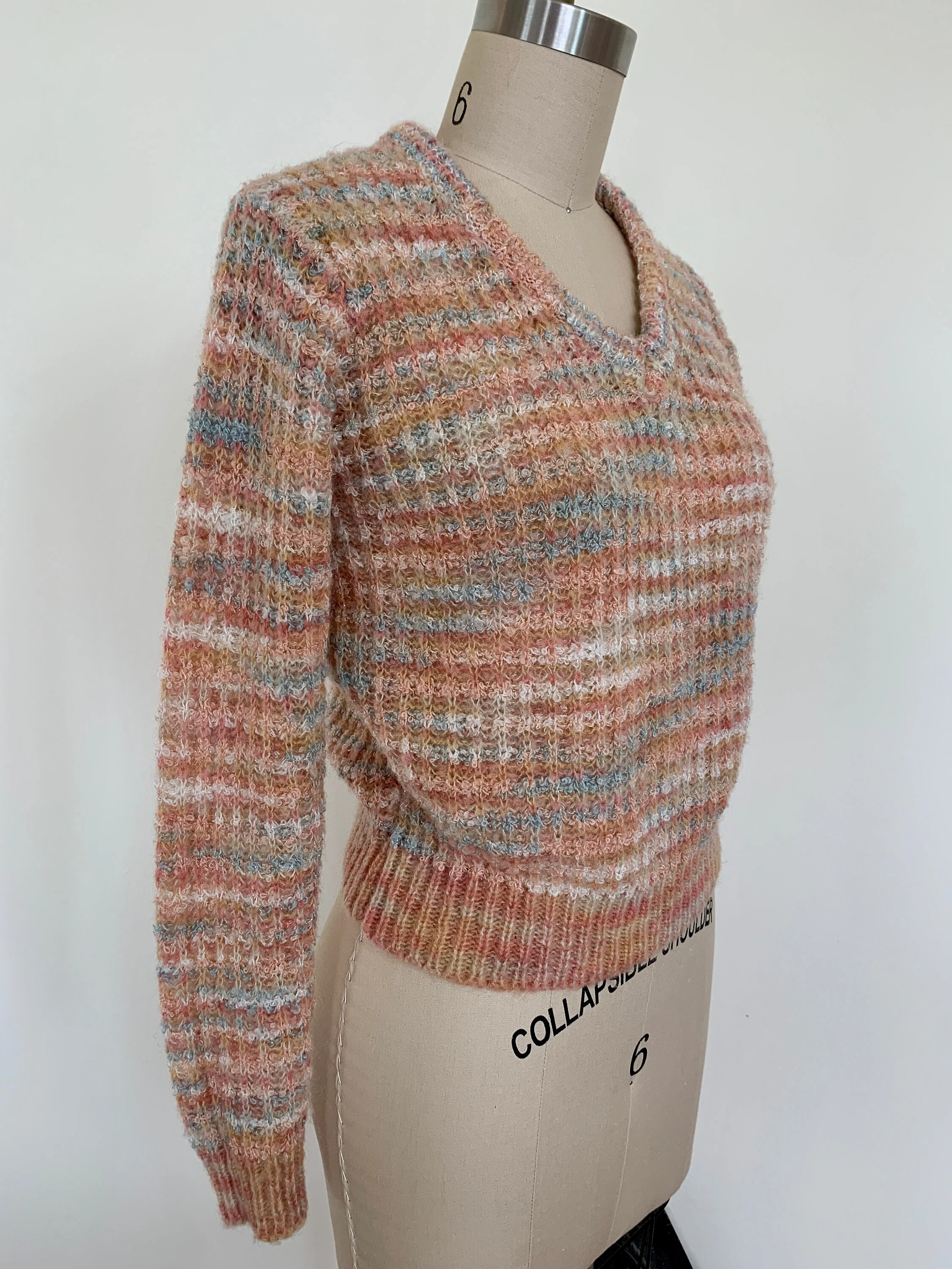 Vintage 80s Pastel Light Knit Sweater Sz S / M by Beewear - Image 4