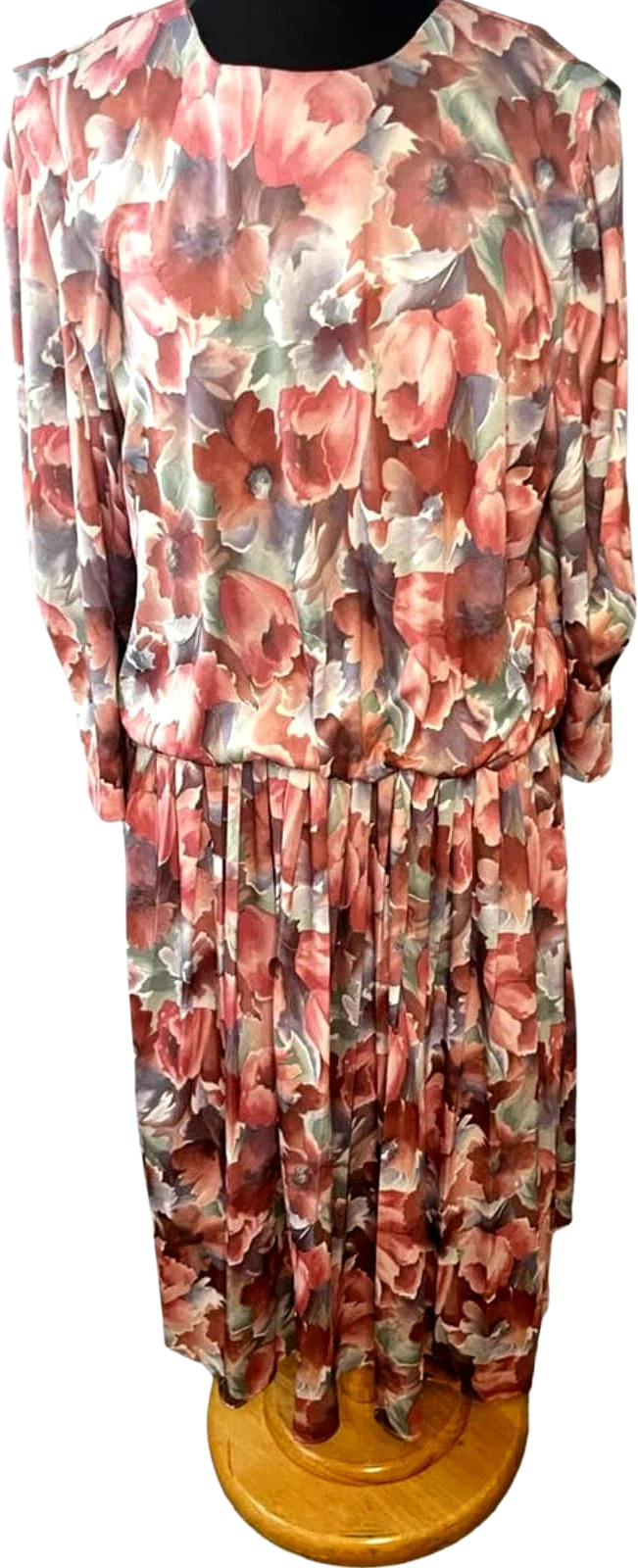 Vintage 80s Pastel Pink Blue Abstract Monet Floral Dress 20w Xxl Cottage Granny by Leni