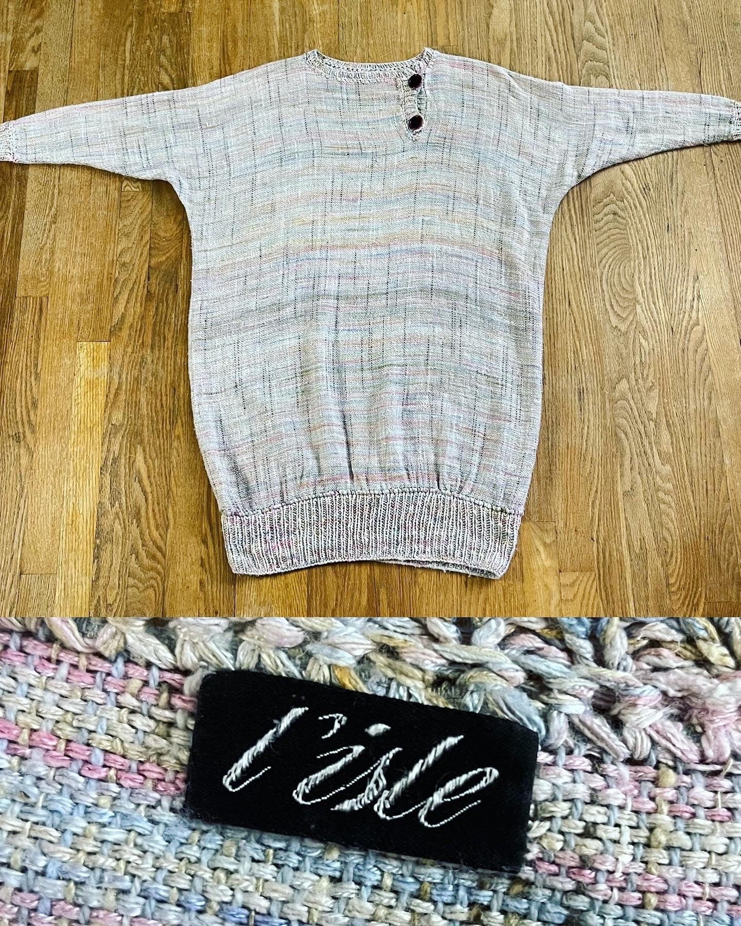 Vintage 80s Pastel Rainbow Spacedye Slub Raw Silk Dolman Sleeve Tunic Sweater Dress by L’isle - Image 10