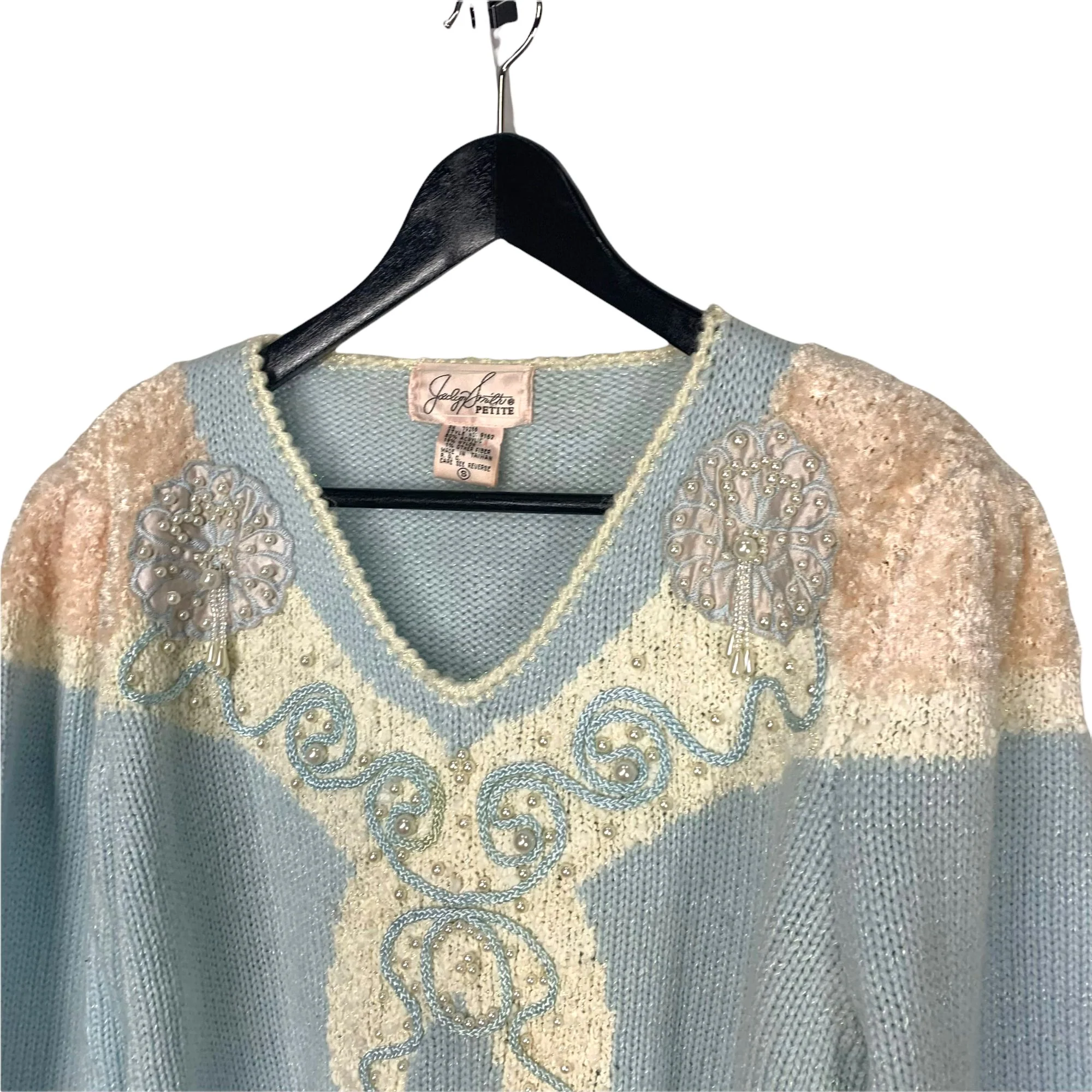 Vintage 80s Pearl Embellished Knit Sweater Small by Jaclyn Smith - Image 3
