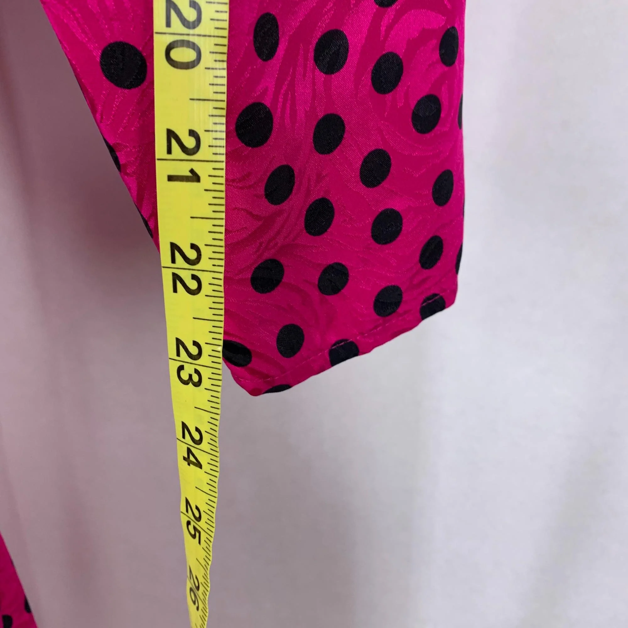 Vintage 80s  Pink Silk Polka Dot Belted Dress Large by Adrianna Papell - Image 11