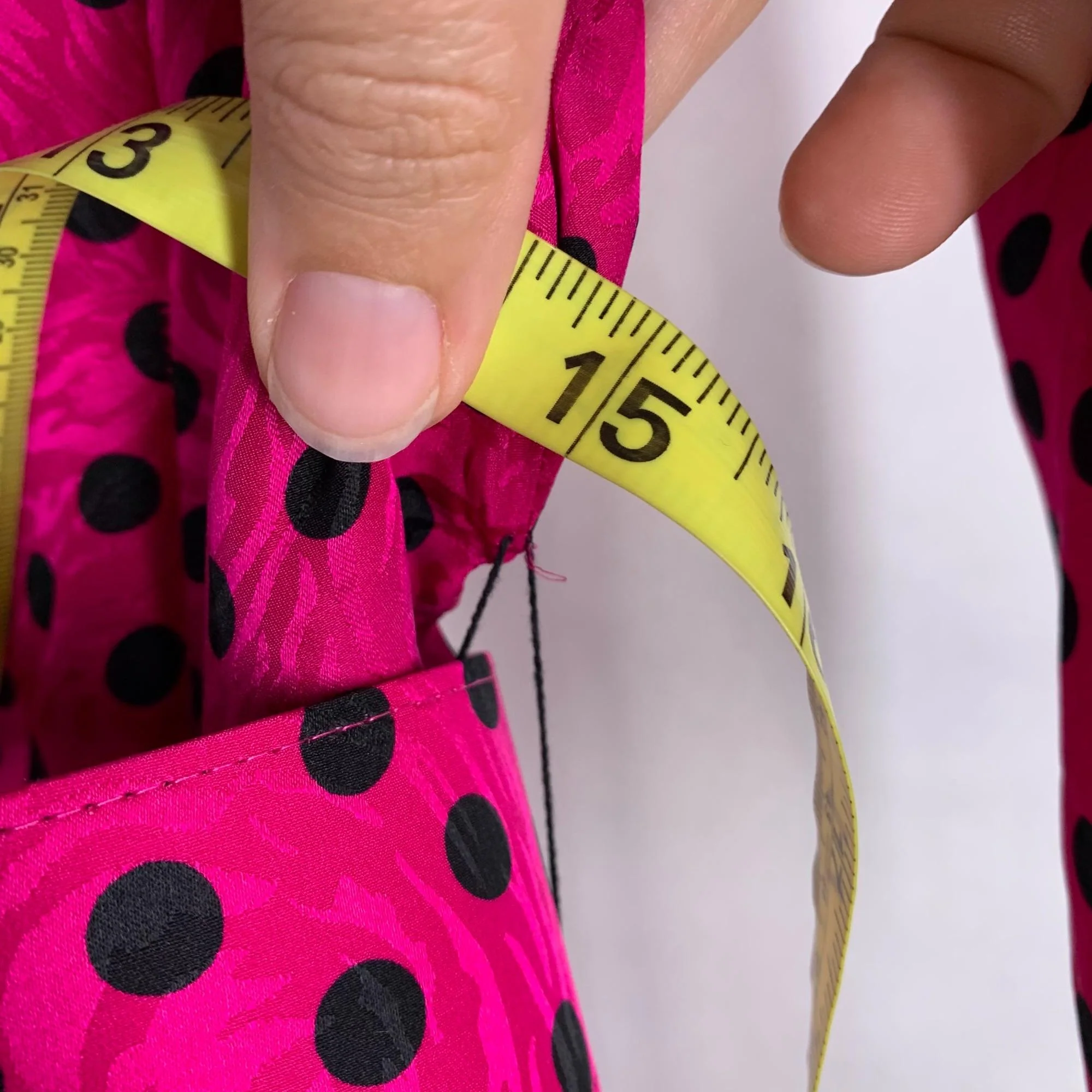 Vintage 80s  Pink Silk Polka Dot Belted Dress Large by Adrianna Papell - Image 12
