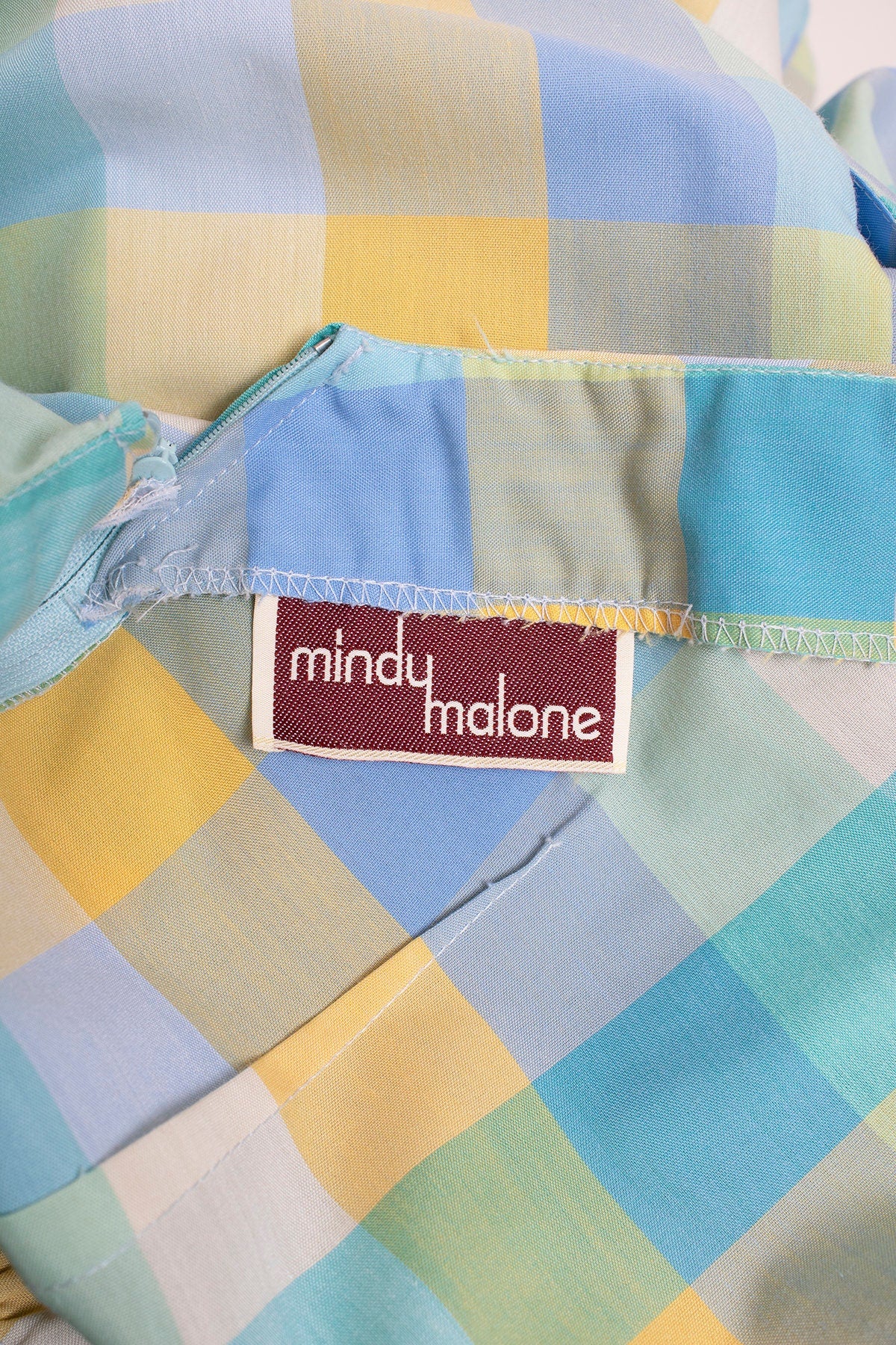 Vintage 80s Plaid Dress - Pastel Blue Yellow Green 50s 60s Style Fit N Flare Day Candy Full Circle Skirt Cotton Small by Mindy Malone - Image 8