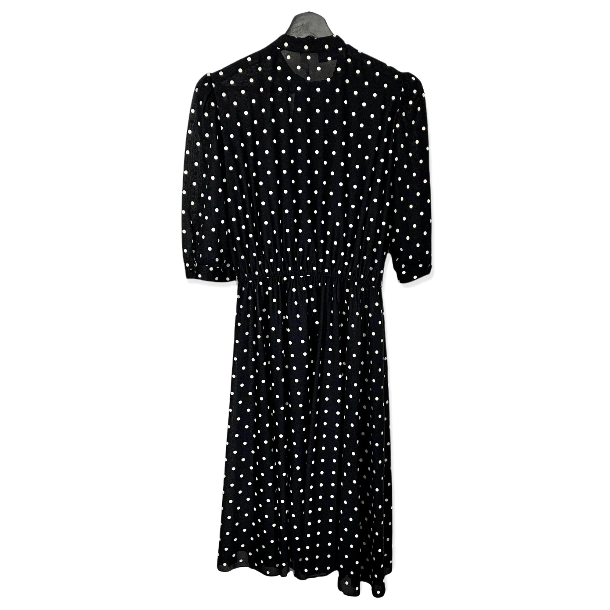Vintage 80s Polka Dot Asymmetrical Collar Secretary Dress by Sally's Girl - Image 2