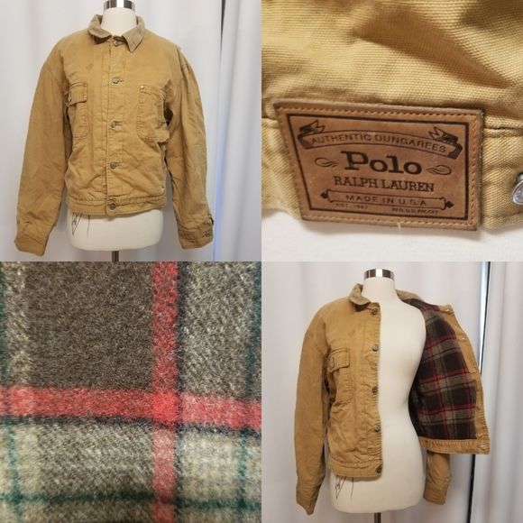 Vintage 80s Polo Ralph Lauren Duck Canvas Plaid Wool Blanket Lined Work Coat by Ralph Lauren - Image 2