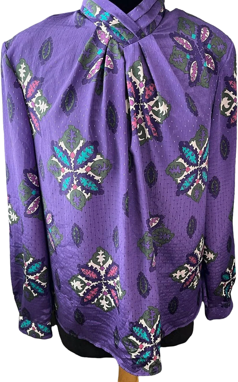 Vintage 80s Purple Green Fun Geometric Long Sleeve Shirt Med/large by Pyke Limited