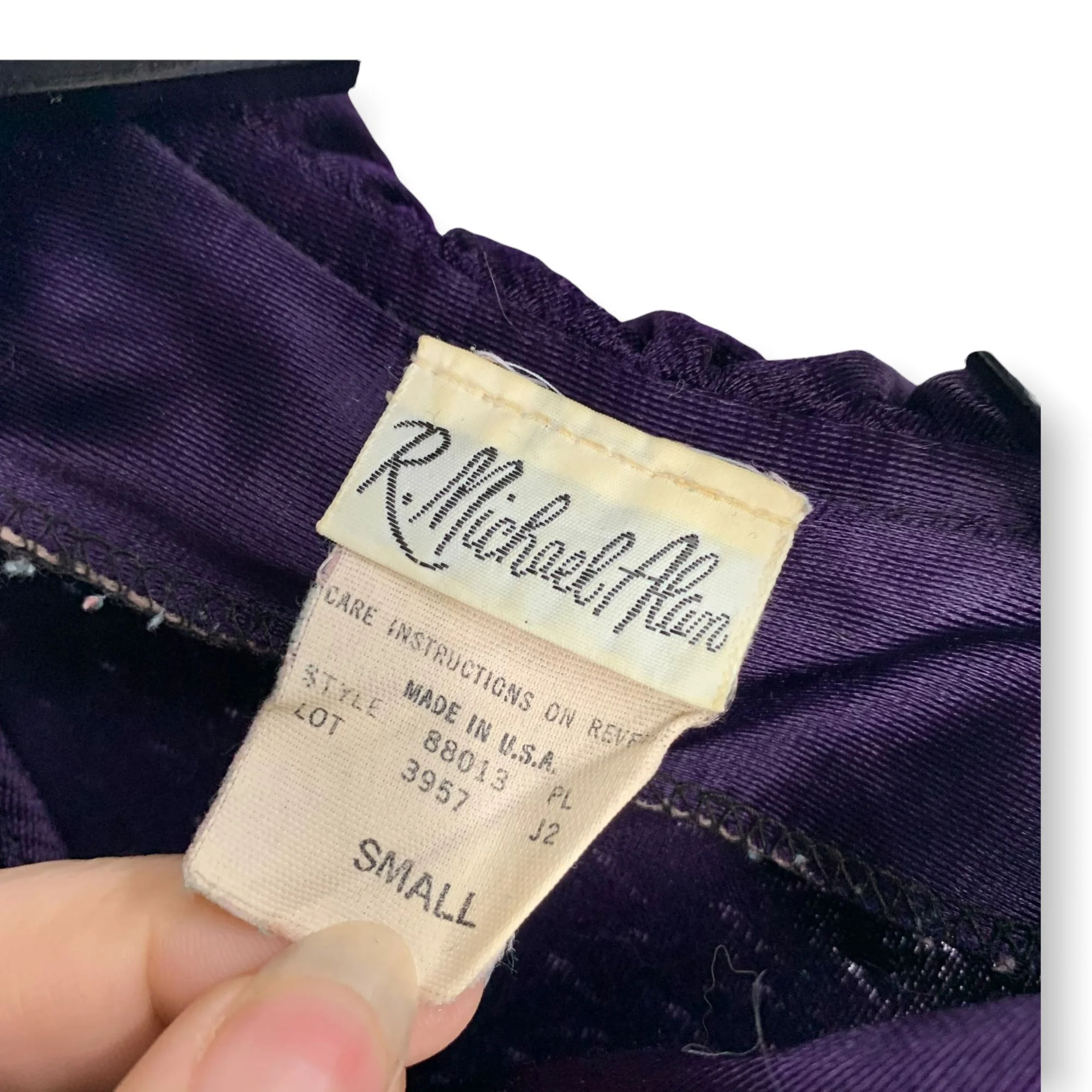 Vintage 80s Purple Satin Textured Velvet Long Robe Small by R Michael Alan - Image 4