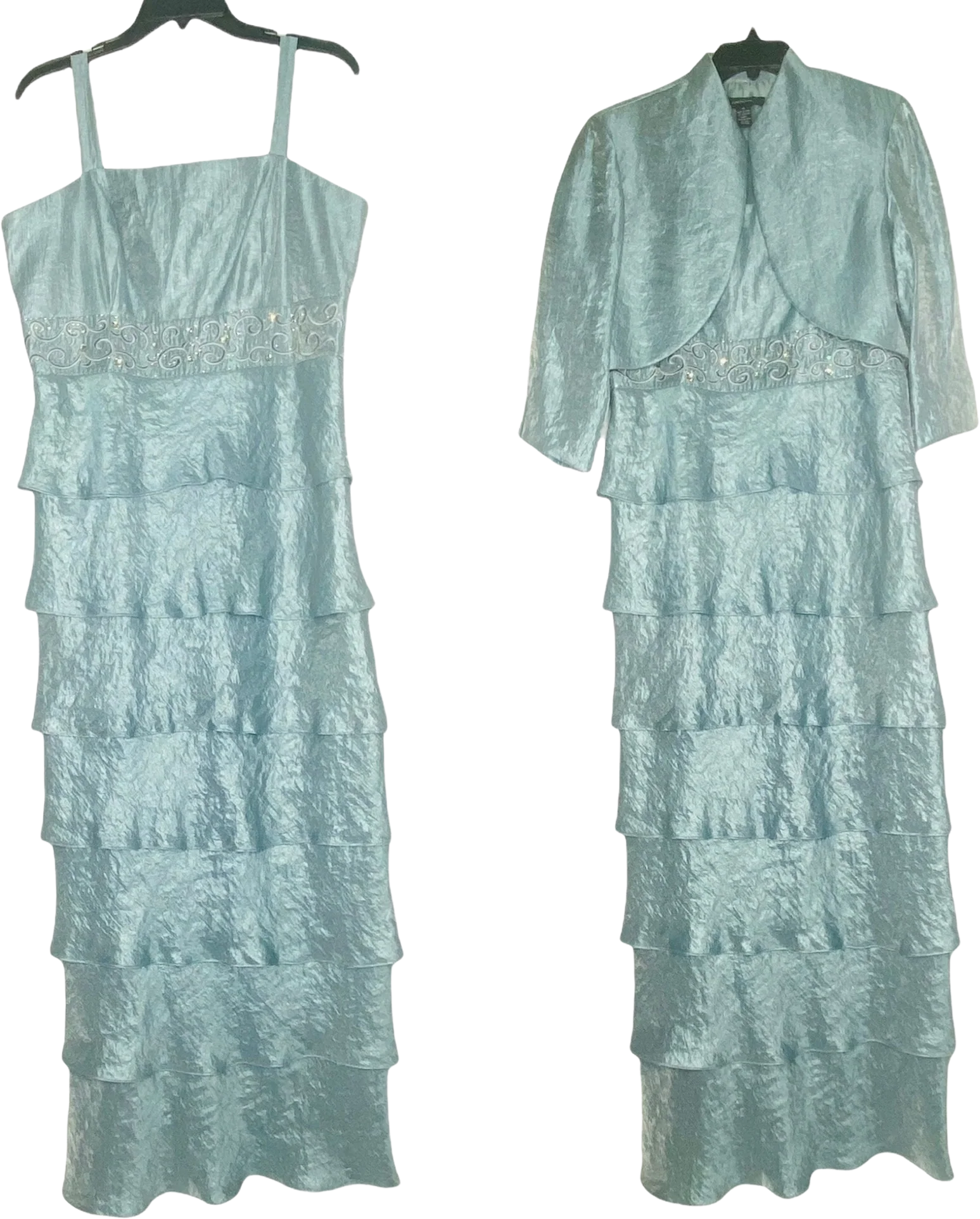 Vintage 80s R and Richards Tafetta Two Piece Gown and Top Set by R&M Richards