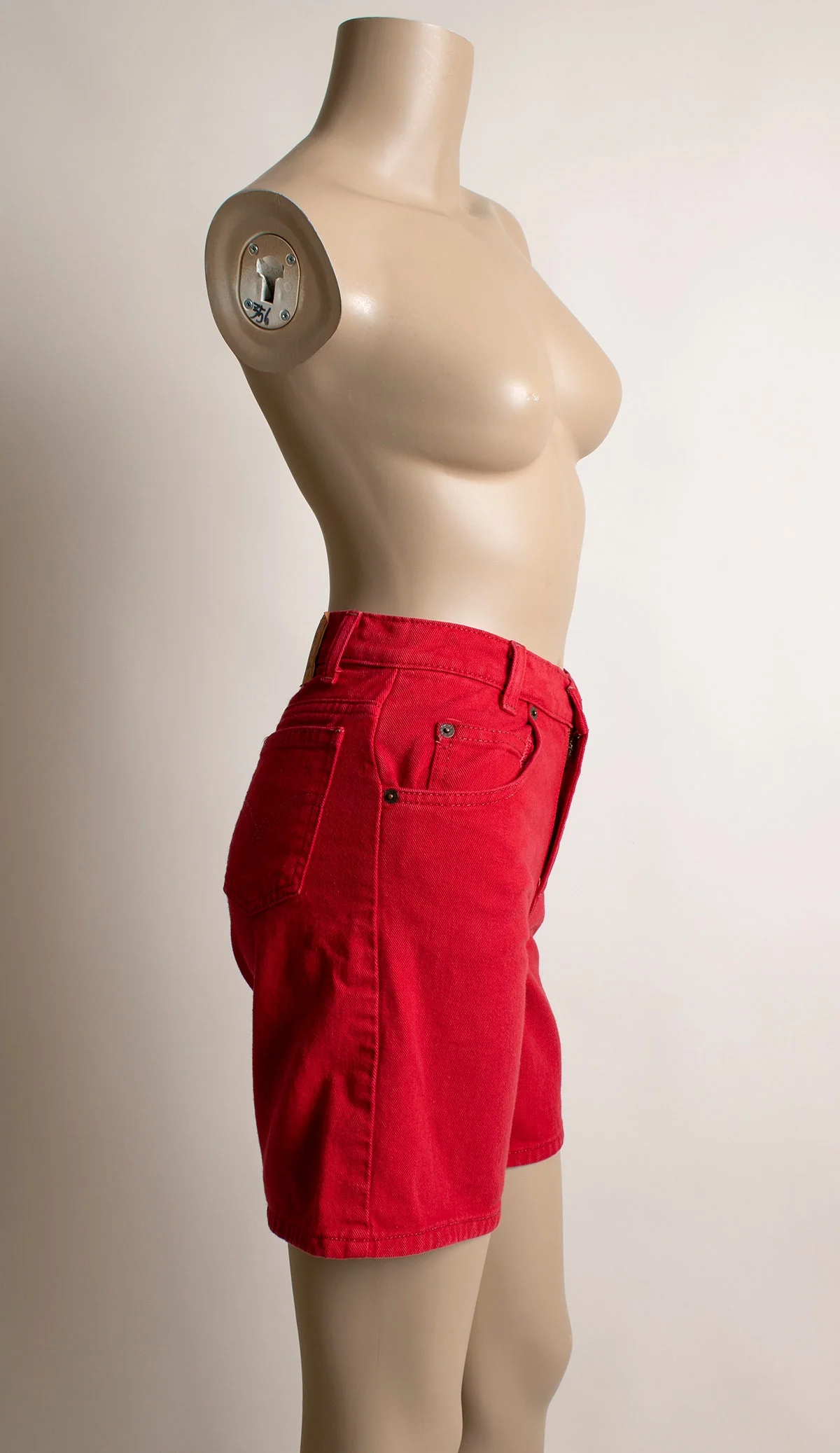 Vintage 80s Red Levi's Denim Shorts Cherry Red High Waist Mom Small 26" Waist by Levi's - Image 5