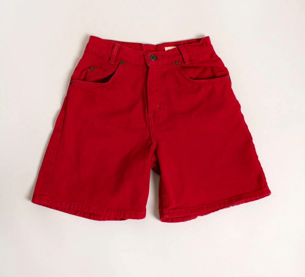Vintage 80s Red Levi's Denim Shorts Cherry Red High Waist Mom Small 26" Waist by Levi's - Image 9