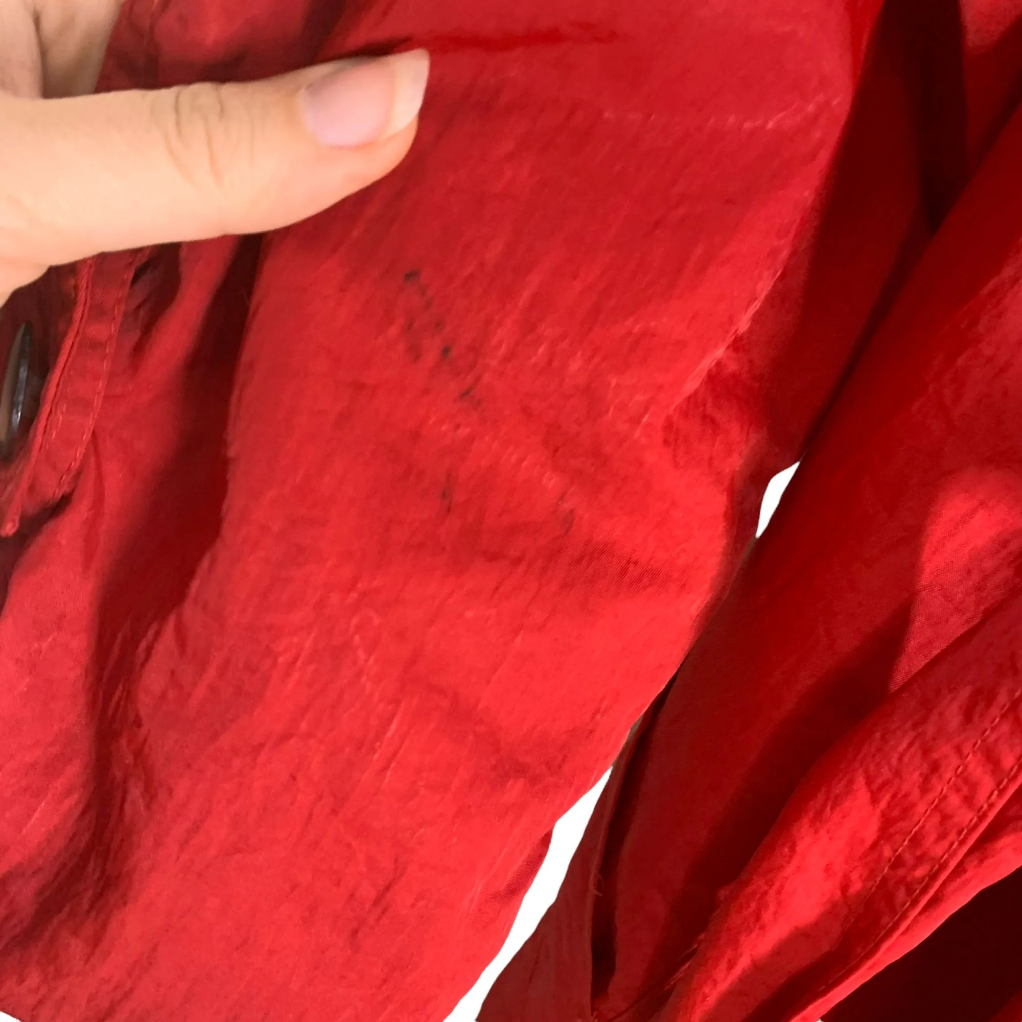 Vintage 80s Red Nylon Double Breasted Trench Coat by J Gallery - Image 10