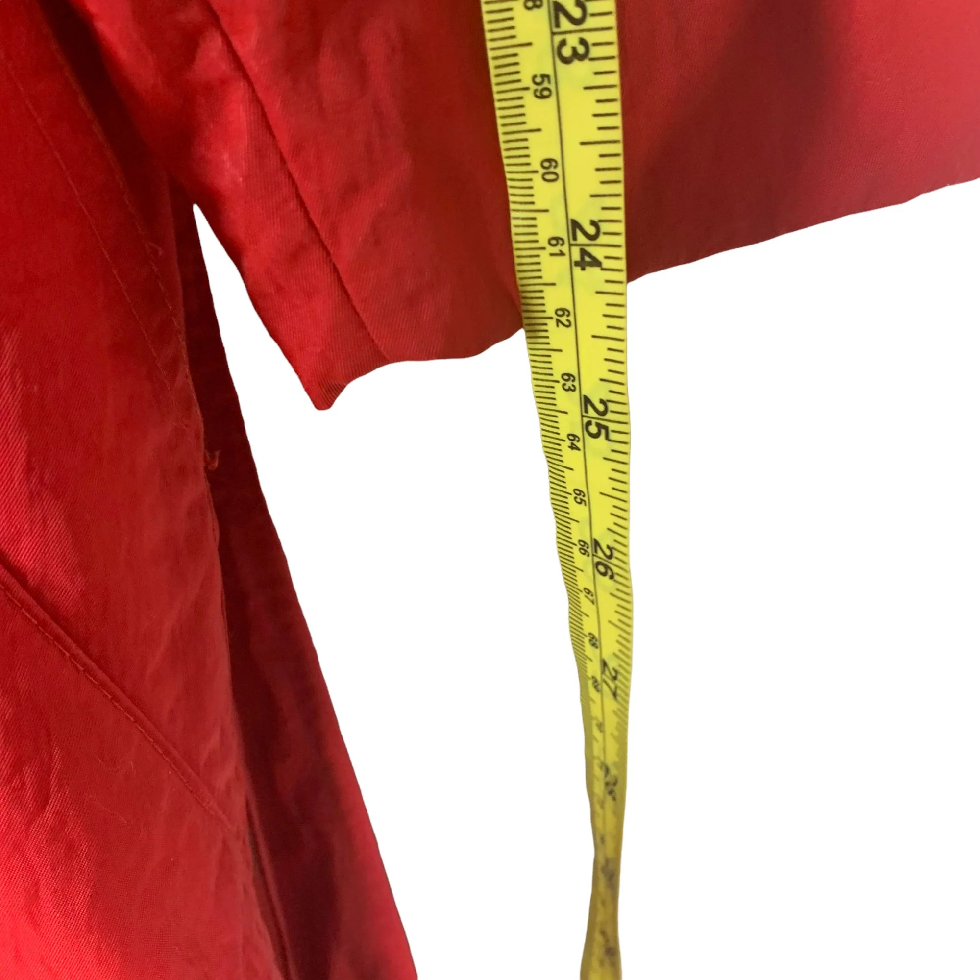 Vintage 80s Red Nylon Double Breasted Trench Coat by J Gallery - Image 8