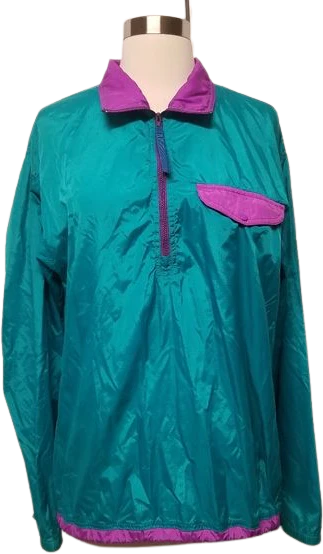 Vintage 80s Retro Aqua Berry Windbreaker Jacket Usa Made Woman's Large by LL Bean