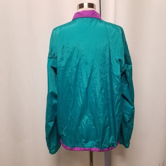 Vintage 80s Retro Aqua Berry Windbreaker Jacket Usa Made Woman's Large by LL Bean - Image 2