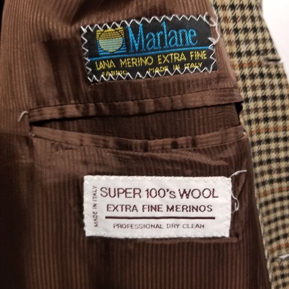 Vintage 80s Retro Brown Houndstooth Plaid 100% Wool Blazer by Marlane - Image 8