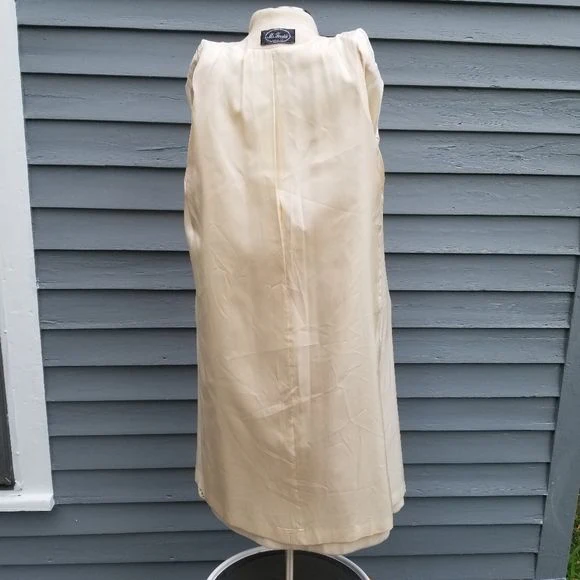 Vintage 80s Retro Cream Wool Blend Double Breasted Trench Coat by Ms. Freddi - Image 4