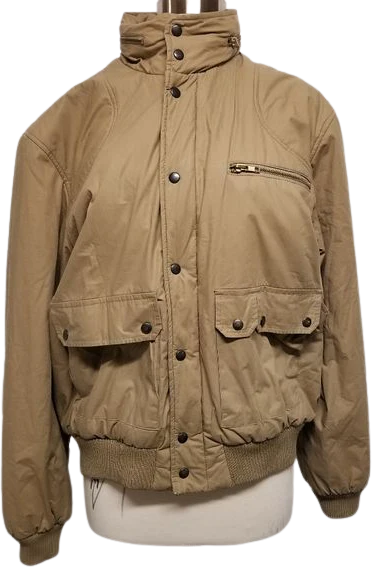 Vintage 80s Retro Grunge Sportsman Khaki Cotton Bomber Jacket Men's Medium by Savile Row