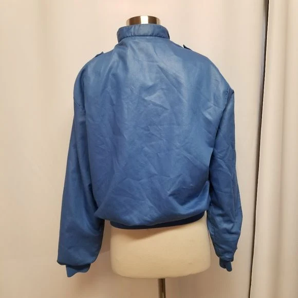 Vintage 80s Retro Pepsi Cola Blue Polyblend Satin Varsity Bomber Jacket by Avanti - Image 2
