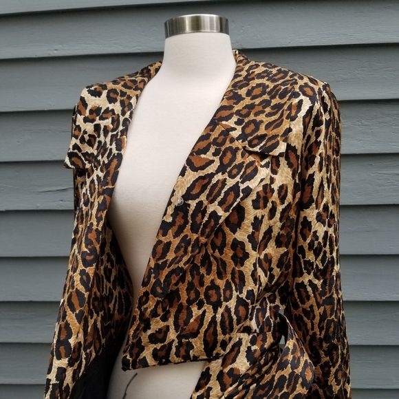 Vintage 80s Retro Pin Up Girl Animal Print Leopard Silk Midi Pencil Dress - Image 7