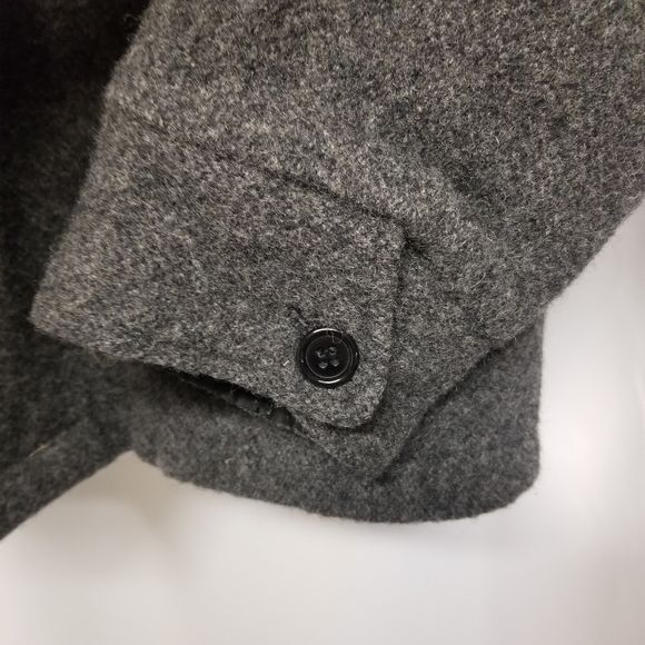 Vintage 80s Retro Woolrich Gray Wool Blend Black Faux Fur Car Stadium Coat Lg by Woolrich - Image 4