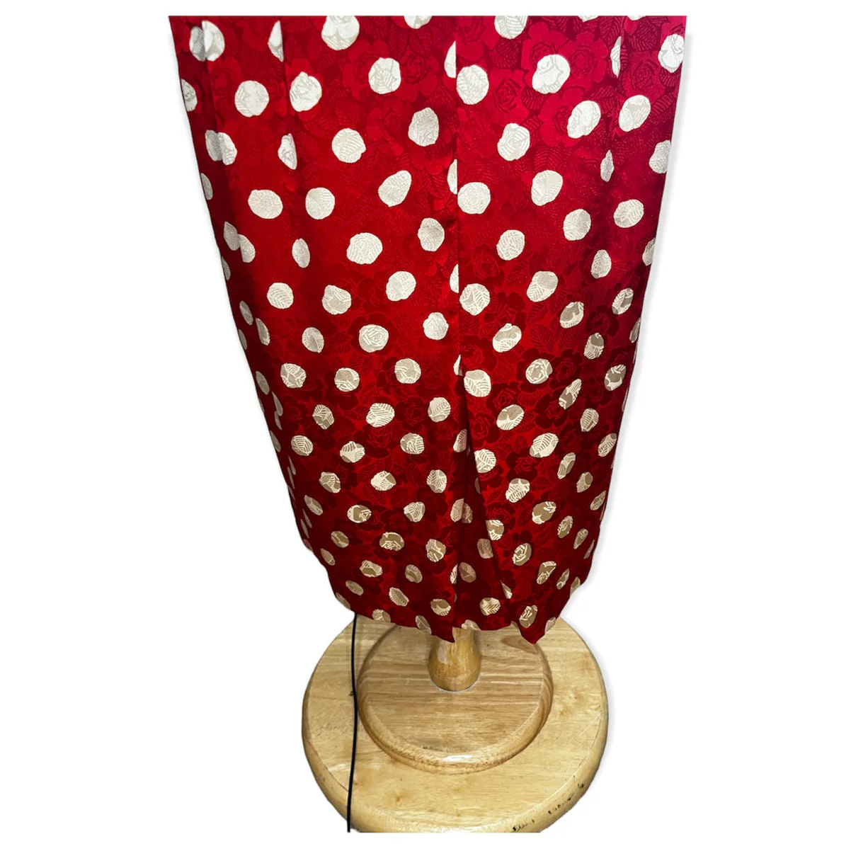 Vintage 80s Rockabilly Polka Dots Red Pinup Dress Silk Medium by Adrianna Papell - Image 5
