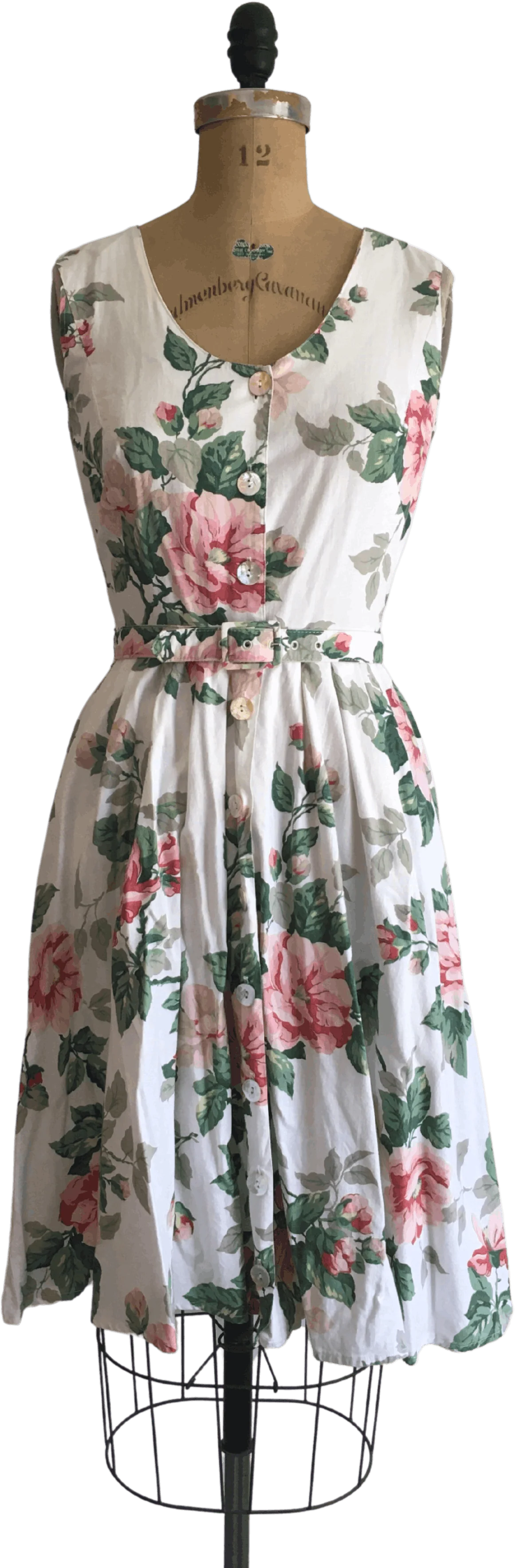 80's Sleeveless Rose Print Sundress by Carol Anderson