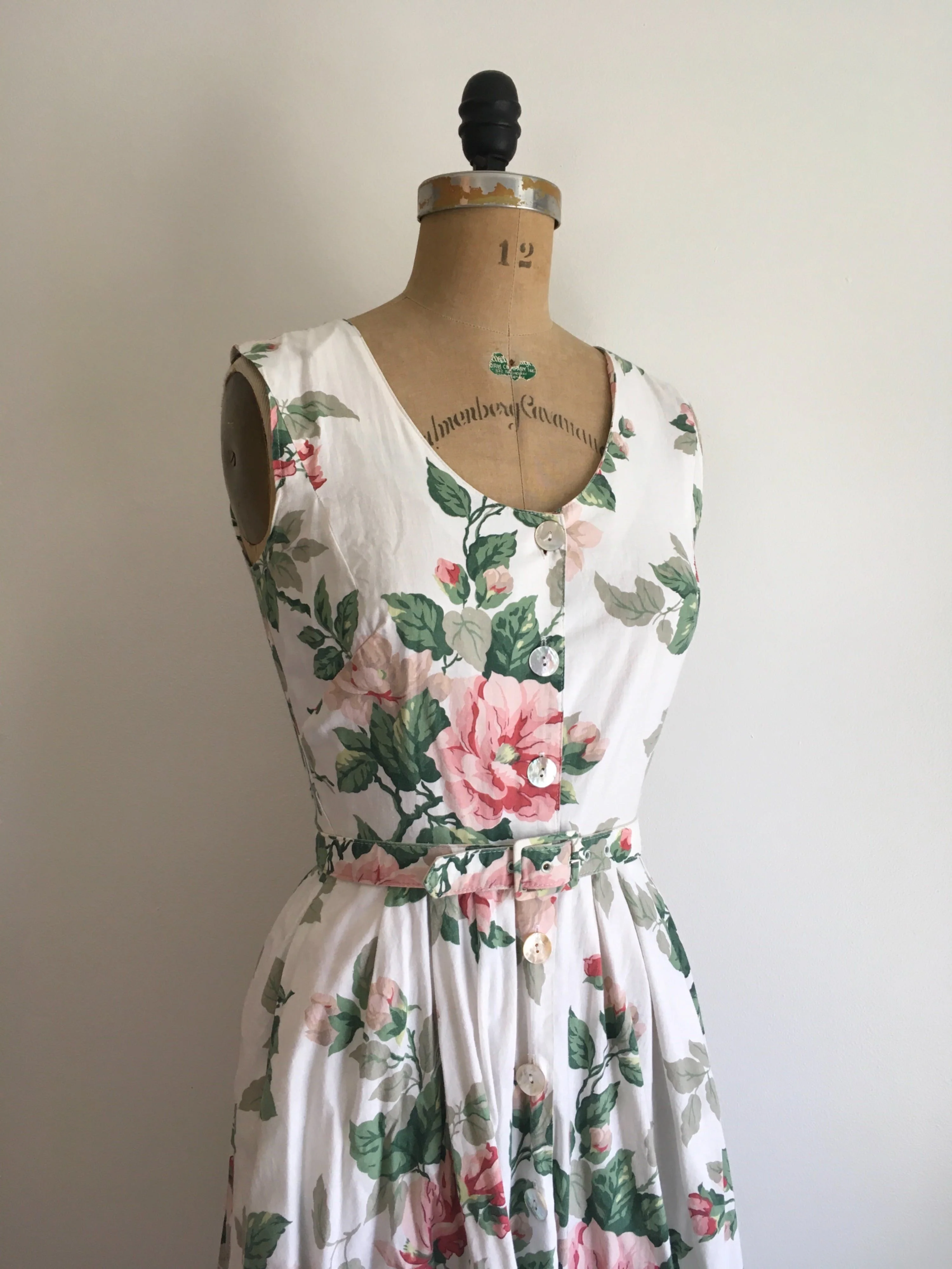 80's Sleeveless Rose Print Sundress by Carol Anderson - Image 4