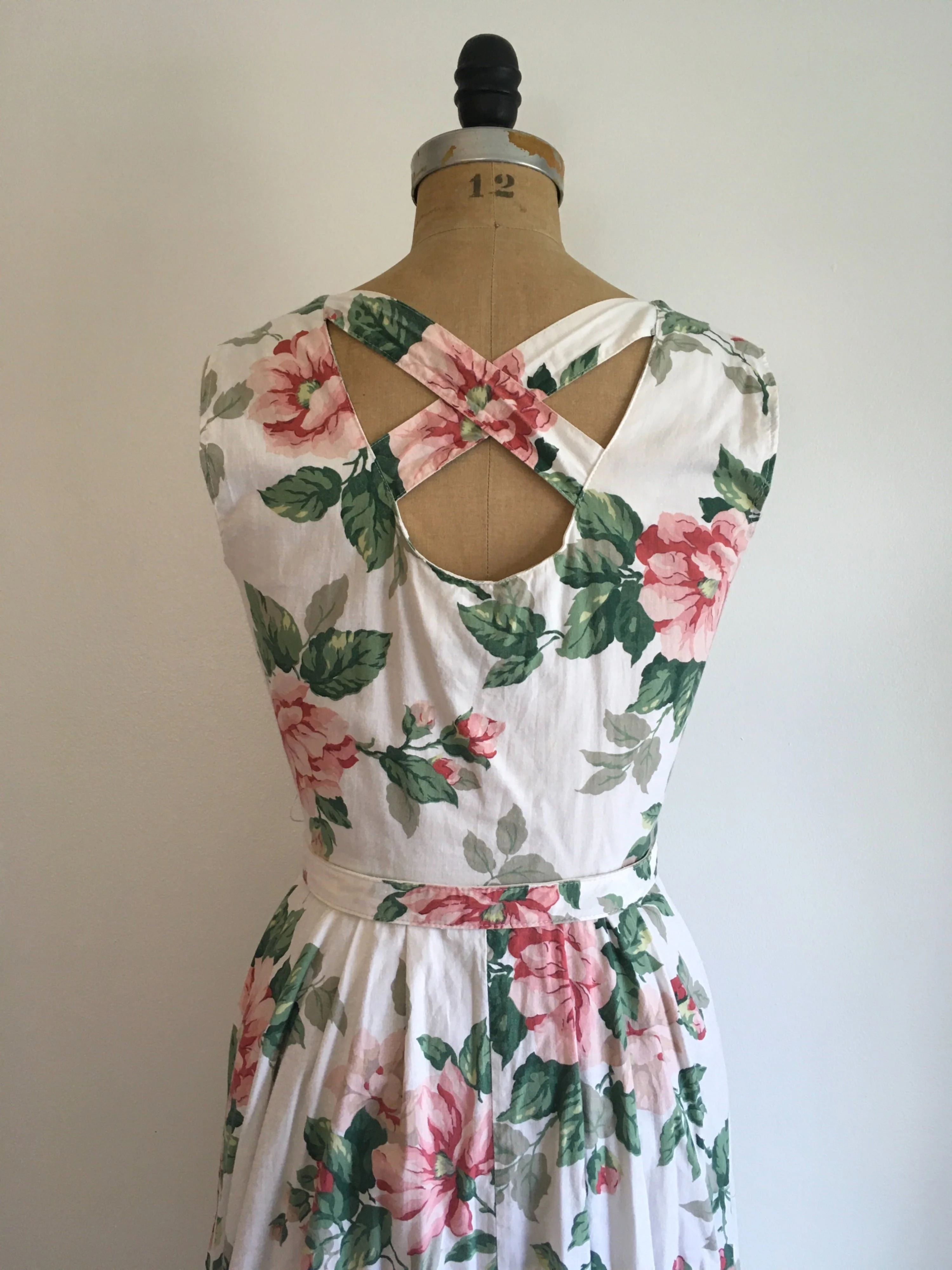 80's Sleeveless Rose Print Sundress by Carol Anderson - Image 5