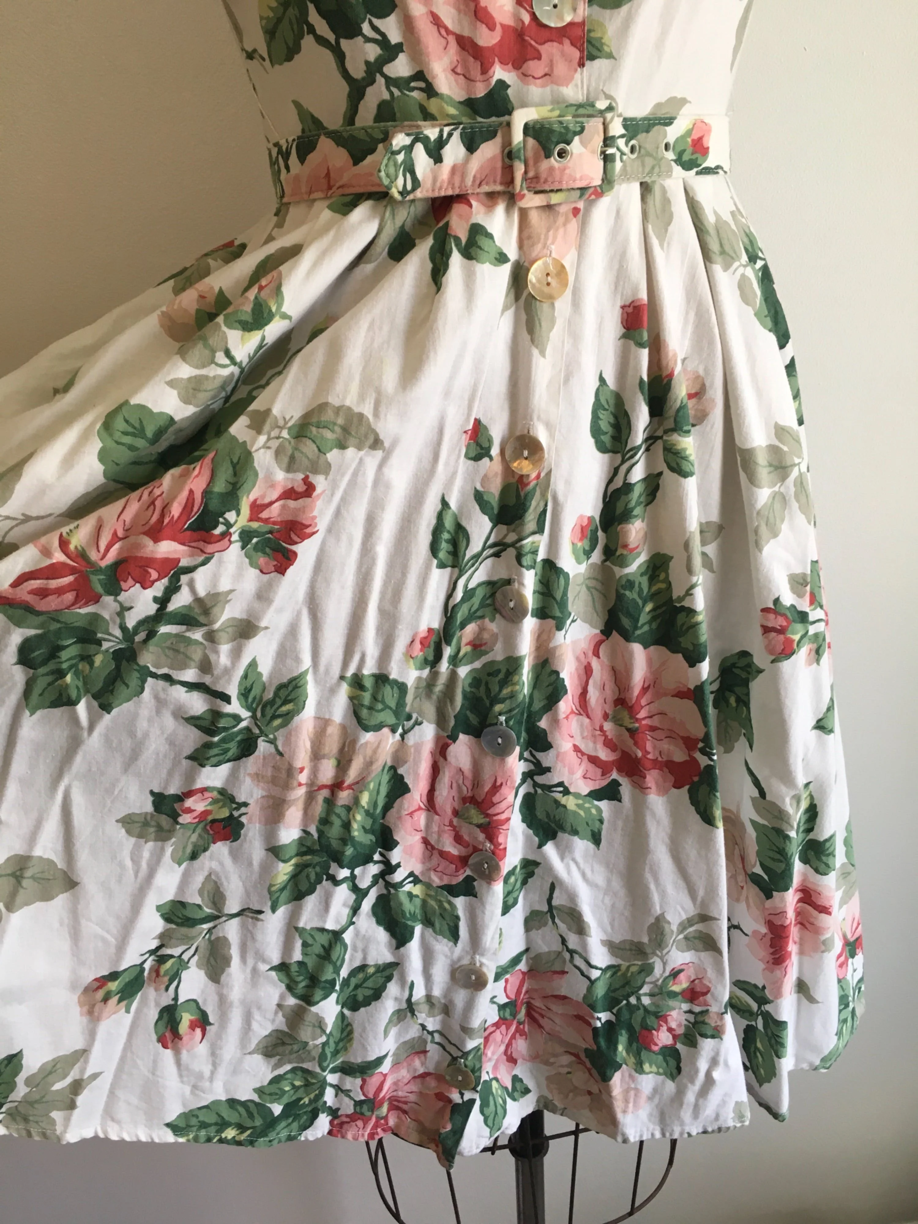 80's Sleeveless Rose Print Sundress by Carol Anderson - Image 6