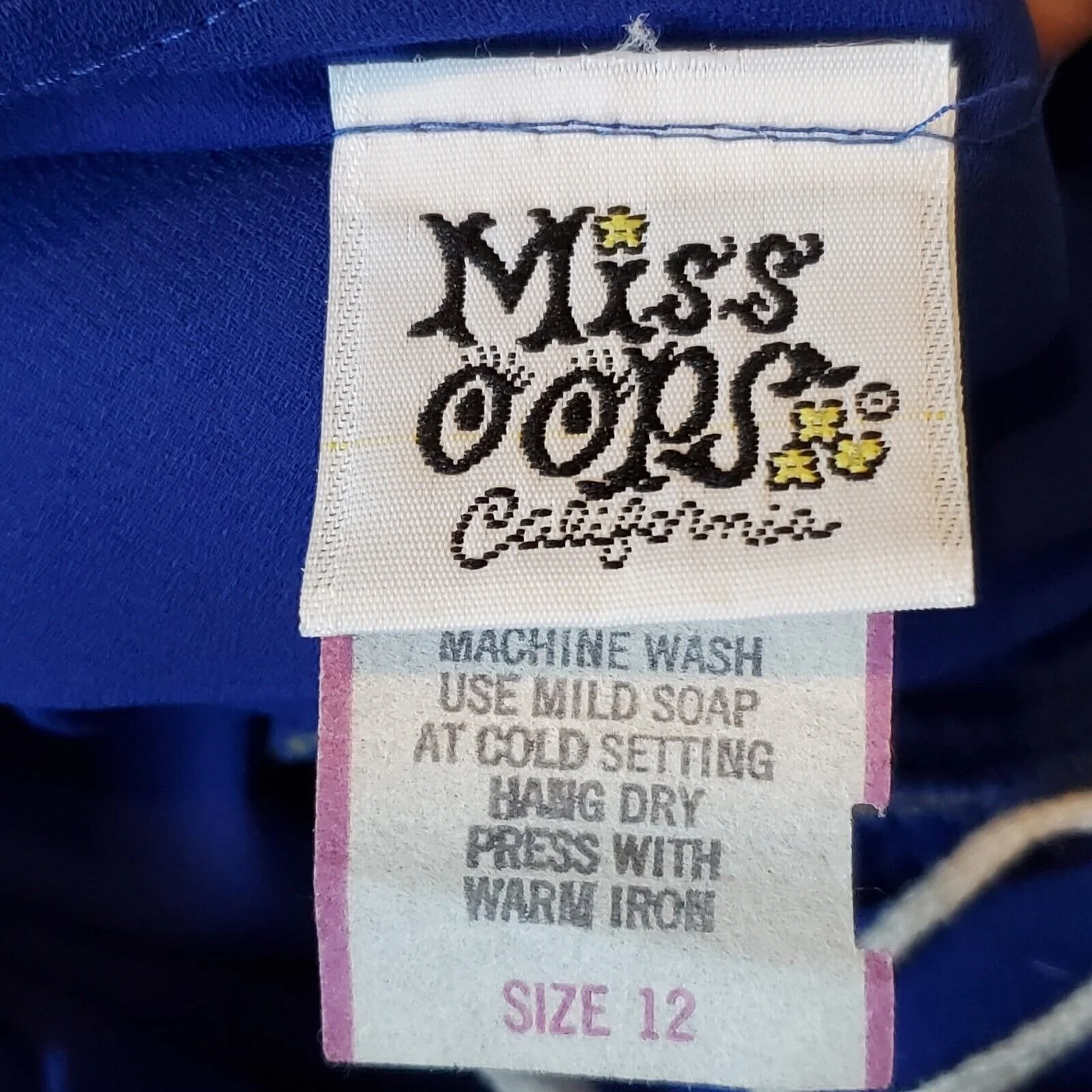 Vintage 80s Royal Blue Sheer Longsleeve Faux Wrap Midi Dress Size Medium by Miss Oops - Image 6