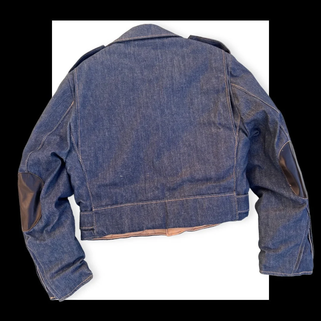 Vintage 80s Schott Motorcycle Jacket Men’s Blue Denim by Schott - Image 2
