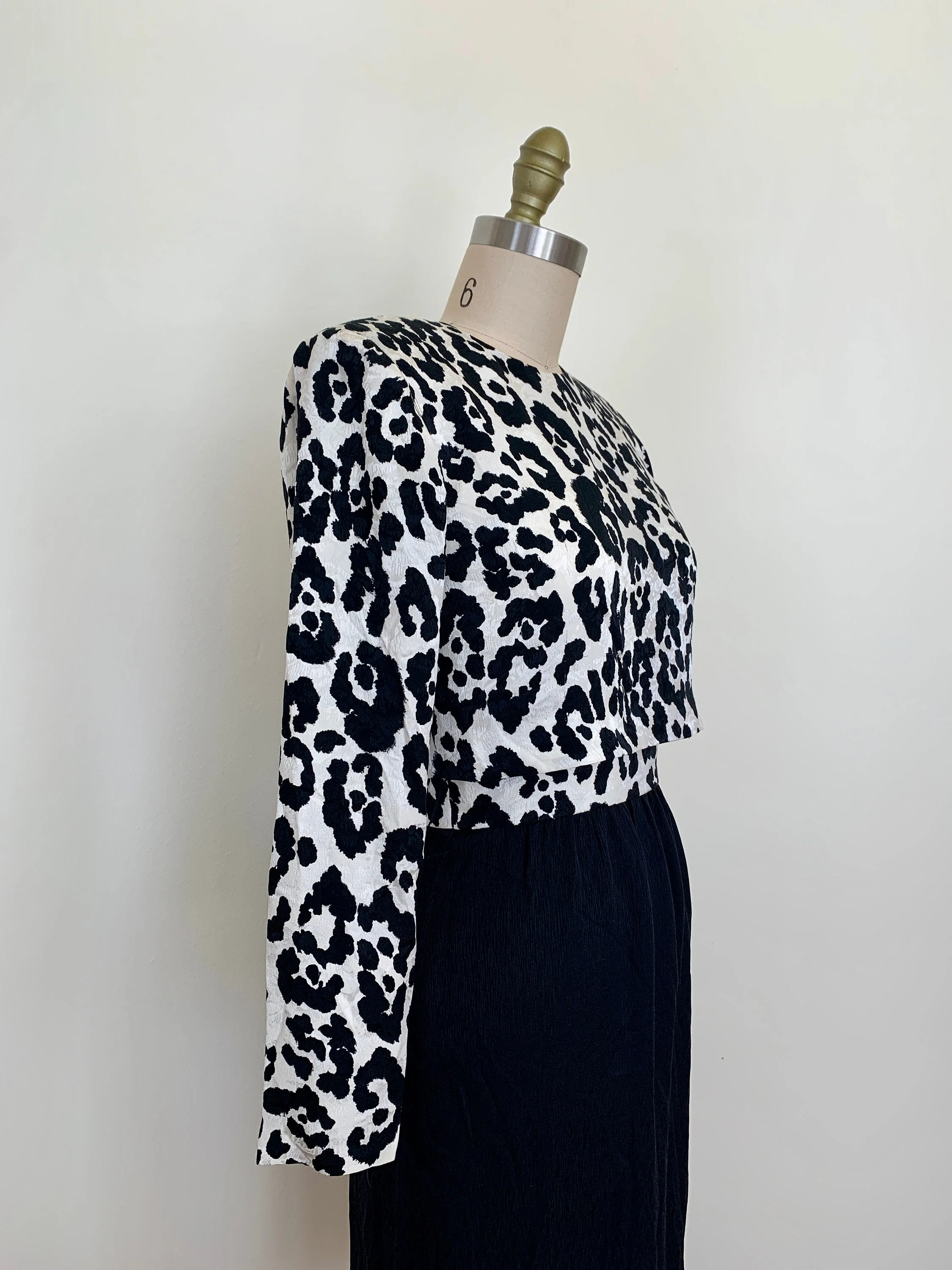 Vintage 80s Silk Glam New Wave Midi Dress Sz 4 by ST Gillian - Image 4