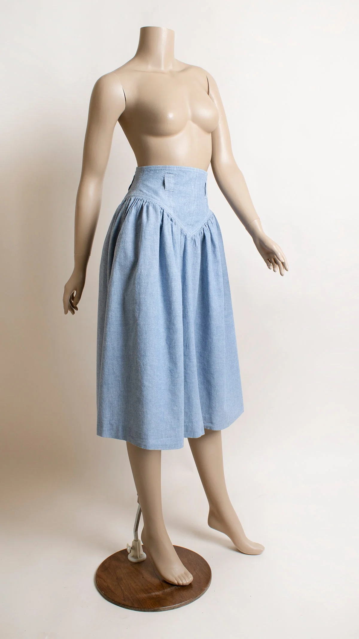Vintage 80s Skirt - Basque Waist Denim Jean Style Preppy Cotton Skirt - Prairie Flare - Western Look - Pockets - Small 26" Waist by J. G. Hook - Image 3
