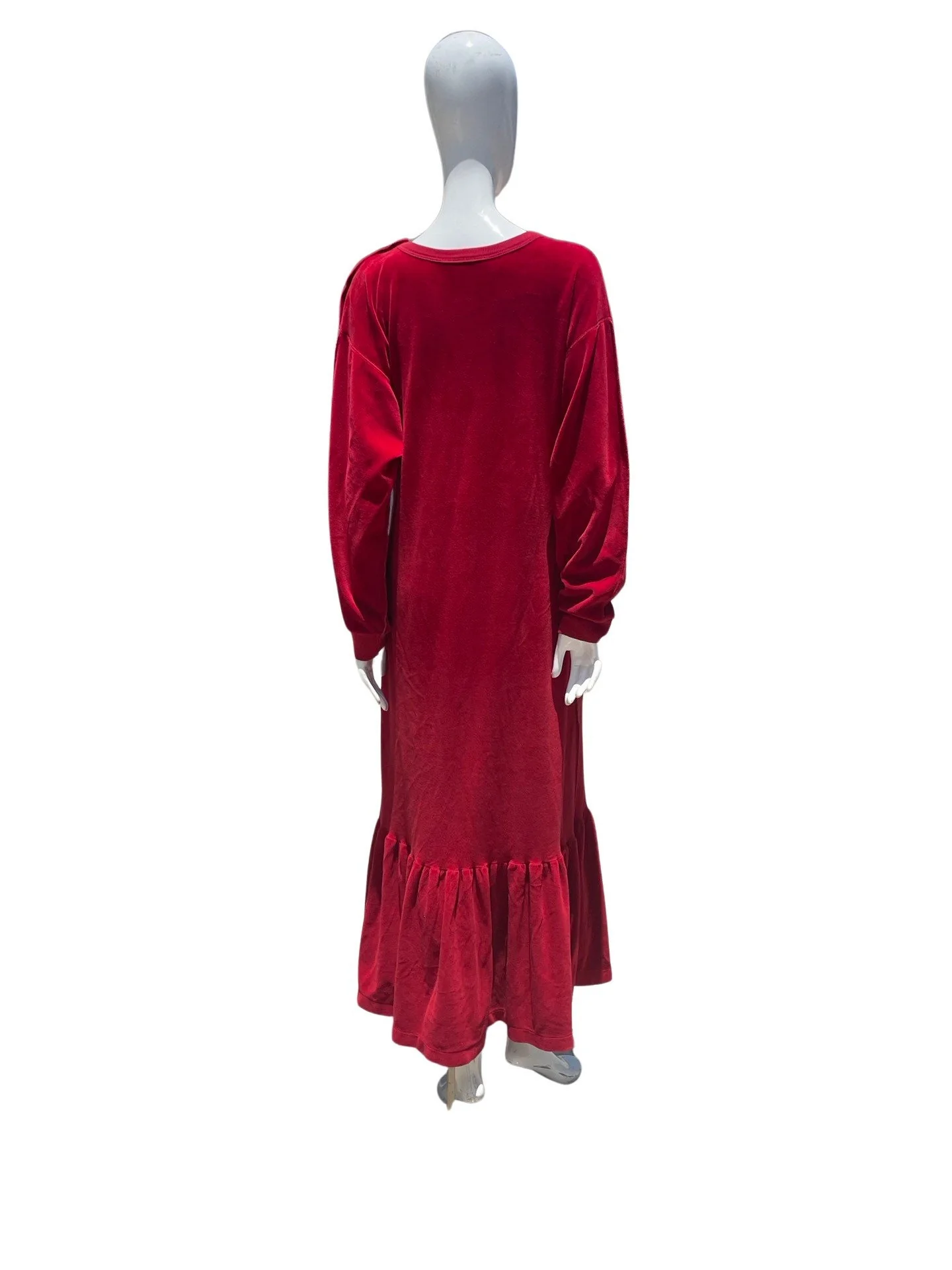 Vintage 80s Sonia Rykiel Paris Maxi Cotton Velour Exposed Seam Gown Long Fishtail Gala Dress Size Large by Sonia Rykiel - Image 2