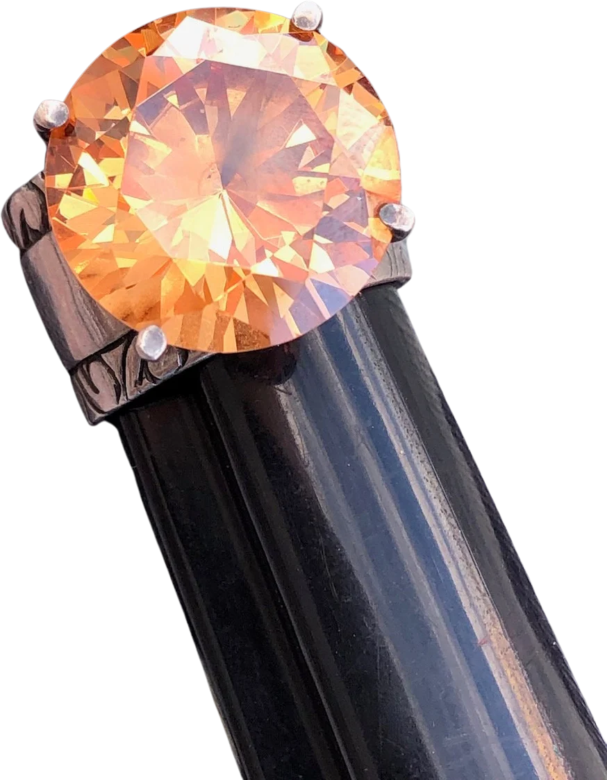 80s Vintage Statement Ring Topaz Glass Sz 7. 5 By Artisan