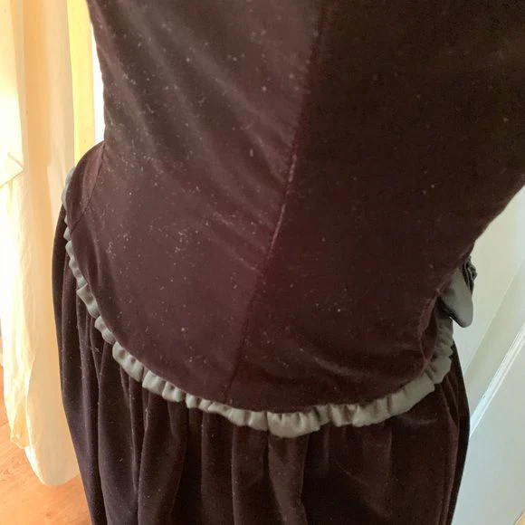 Vintage 80s Strapless Velvet Dress Cocktail Party Lbd by Ann Taylor - Image 3