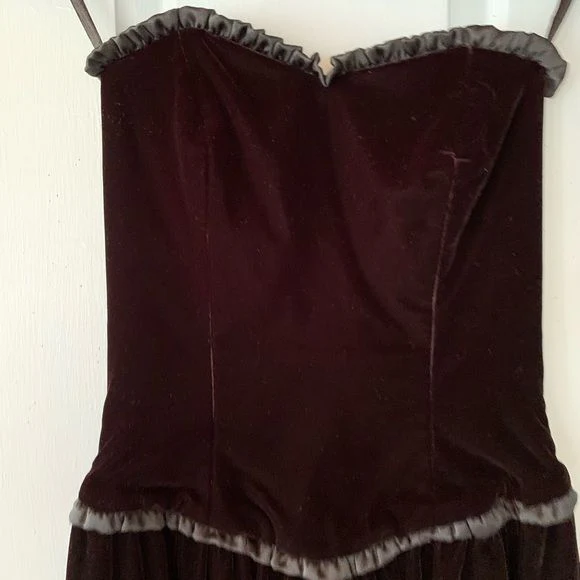 Vintage 80s Strapless Velvet Dress Cocktail Party Lbd by Ann Taylor - Image 8