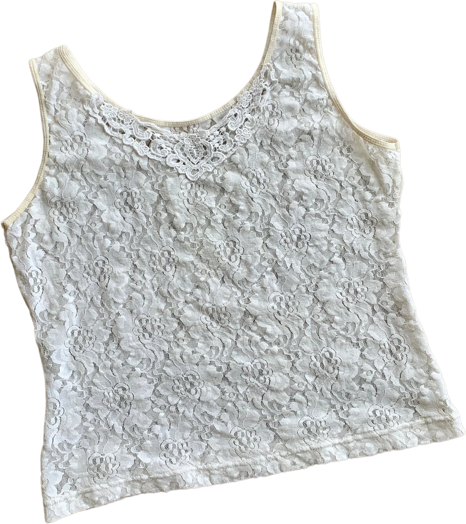 Vintage 80s Stretch Lace Camisole Top Sz M / L