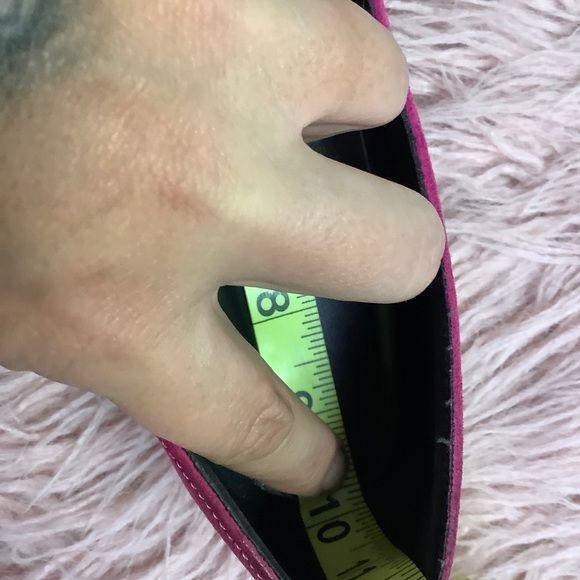 Vintage 80s Suede Hot Pink Metal Pointed Toe Heels by QC - Image 9